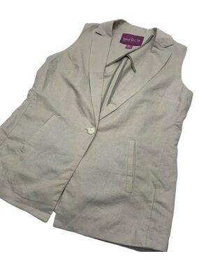 The Savile Row Beige Linen Vest Sz S